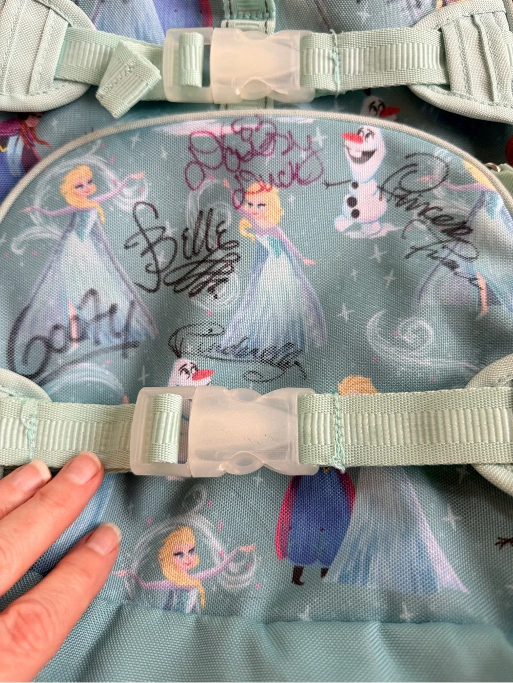 PB Kids Disney Signed Blue Character Print Backpack with Chest Straps